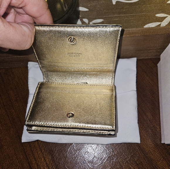 Jimmy Choo Nappa Leather Wallet with Light Gold JC Emblem - Picture 11 of 12